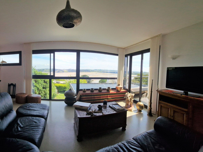 Living room, Architect Villa With Fantastic sea View, Locquirec, Finistère