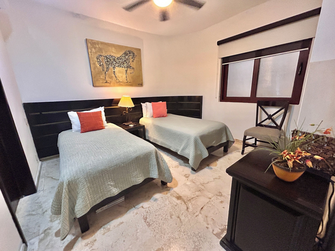 Bedroom 2, Sea Style Ocean View 2 Bedroom Condo, 2nd Floor at El Faro by DPM, Cozumel