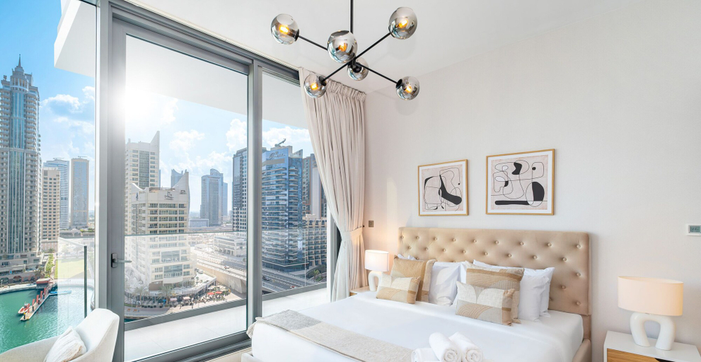 Bedroom 2, LUX  LIV Contemporary Marina View Suite, Dubai
