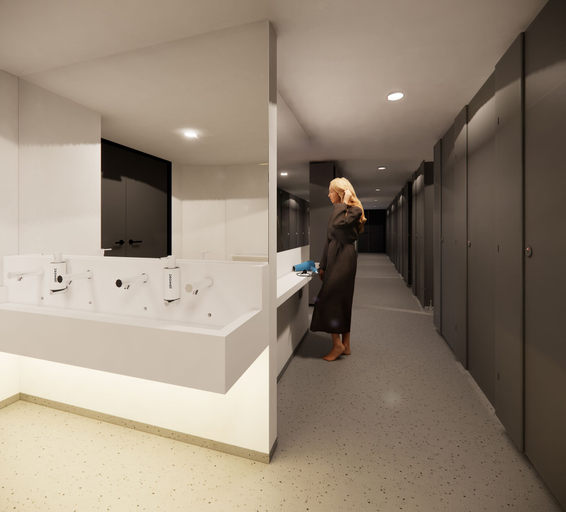 Bathroom 4, Zedwell Capsule Hotel, Piccadilly Circus, London