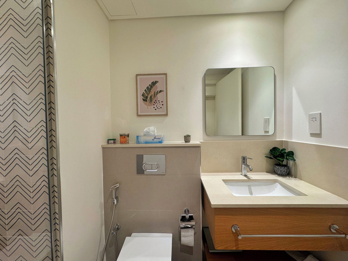 Bathroom, Central 1BHK in Dubai Hills. Burj View, Dubai