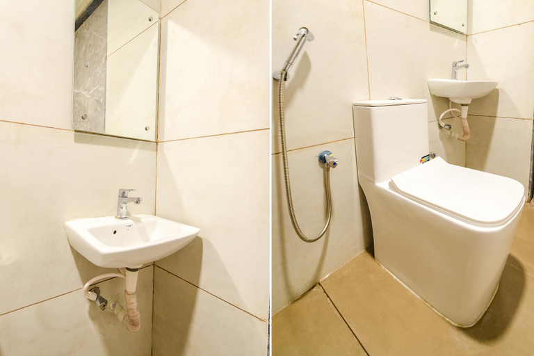 Bathroom, FabHotel Prime Adhirath Grand - 400m from Durgam Cheruvu Metro Station, Madhapur, Hyderabad