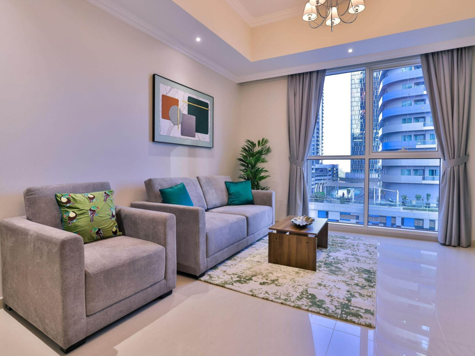 Living room 2, Luxe 1BR Fountain Burj Khalifa by Belvilla, Dubai
