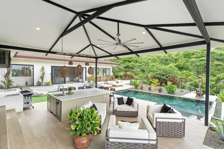 Food & Drinks, Luxe Tropical Villa with Sparkling Infinity Pool, Panoramic Ocean Views & Community Amenities, Santa Cruz
