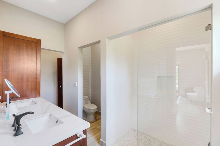 Bathroom, Villa with Minimalist Design & Scenic Deck with Private Infinity Pool and Jungle Views, Carrillo