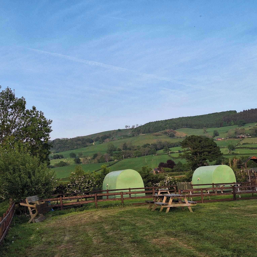 Terrace/patio, Green Dragon and Kitchen Pod - Sleeps 2 & Parking, Powys