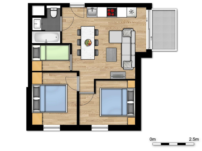Floor plan, Comfortable Apartment With air Conditioning, West-Vlaanderen