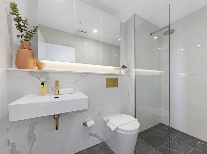 Bathroom, Kozyguru | Wentworth Point | 2B Apt+Free Parking, Sydney
