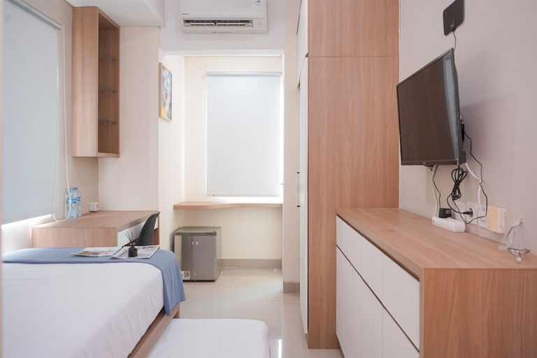 Bedroom, Best Furnished Studio (No Kitchen) Apartment at B Residence By Travelio, South Tangerang