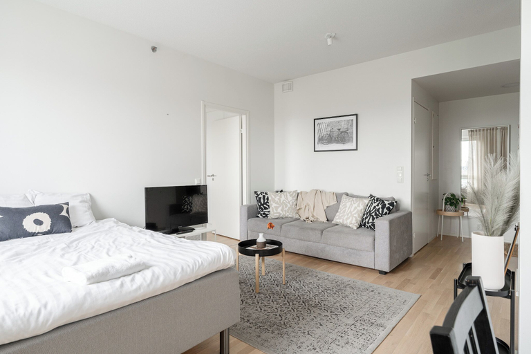 Bedroom, Stunning Views 1BR Home with Sauna and Balcony, Pirkanmaa