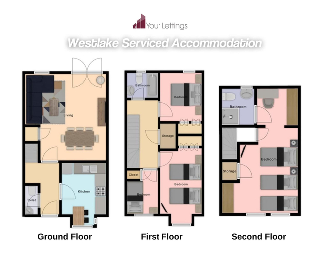 Room 2, 4BR Westlake Accommodation, Cambridgeshire