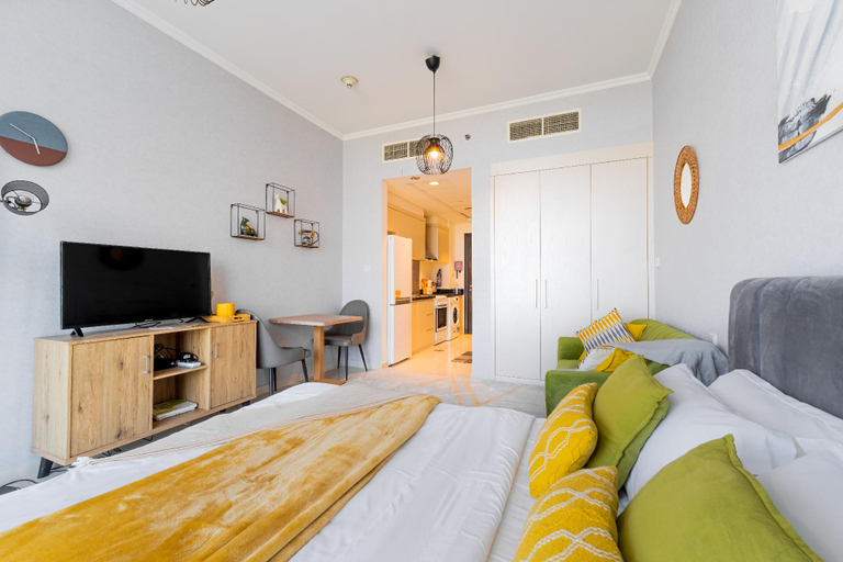 Bedroom 2, Elegant Studio in Damac Hills – Premium Stay, Dubai