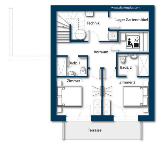 Floor plan 5, Luxury Chalet with 2 Bathrooms near Small Slope, Zell am See