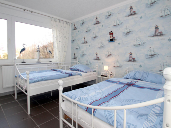 Bedroom 2, Ferienhaus Wiesengrund mit Sauna, Dornumersiel, Aurich