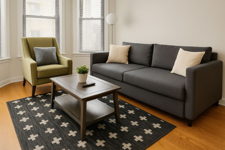 Living area 3, 2BR Living - Halsted rep, Cook