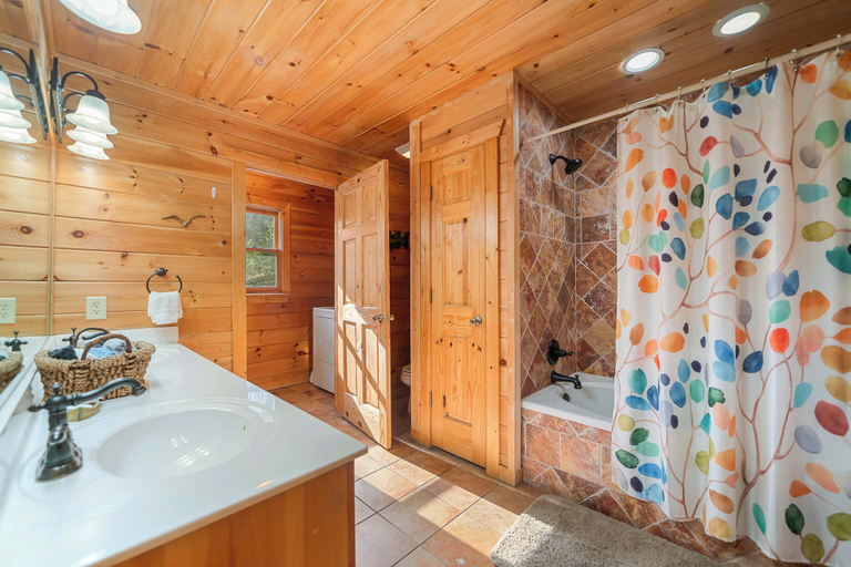 Bathroom 2, New! Riverfront Retreat Sleeps 12 Ellijay, Gilmer