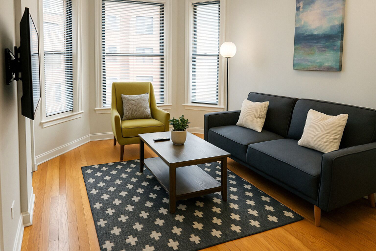 Living area 4, 2BR Living - Halsted rep, Cook