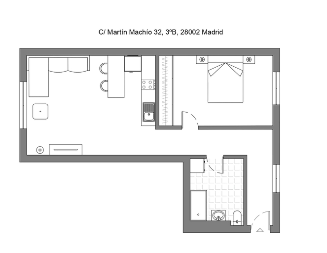 Room 3, M Mma323b Acogedor Apartamento de un Dormitorio, Madrid