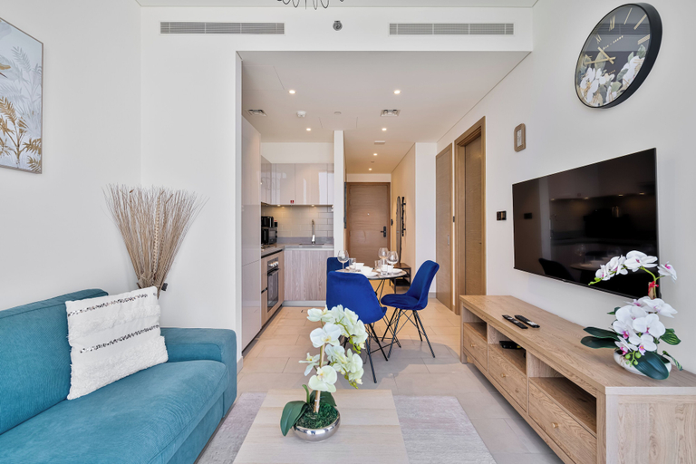 Living room 4, PVH - Serene 1BR - Sobha Waves, Dubai