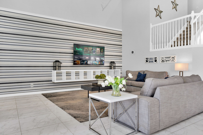 Living area 2, 5Br Kissimmee Home W/ Pool & Game Room Fun, Osceola