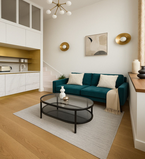 Living area 5, Studio moderne a Opera, Paris