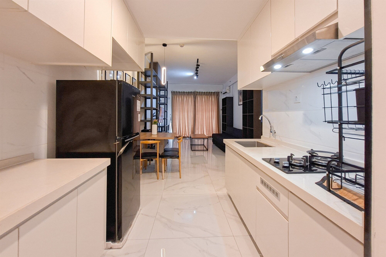 Private kitchen 3, Monochromatic 2Br With Extra Working Room Apartment Sky House Bsd, Tangerang