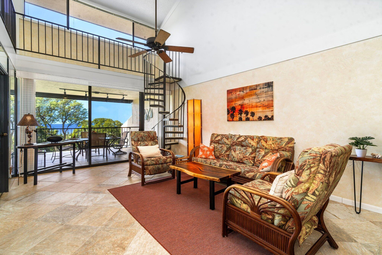 Living area 4, 2 Bedrooms + Loft - Sleeps 6 - Ocean & Golf Views - Lanai - Vrkcv, Hawaii