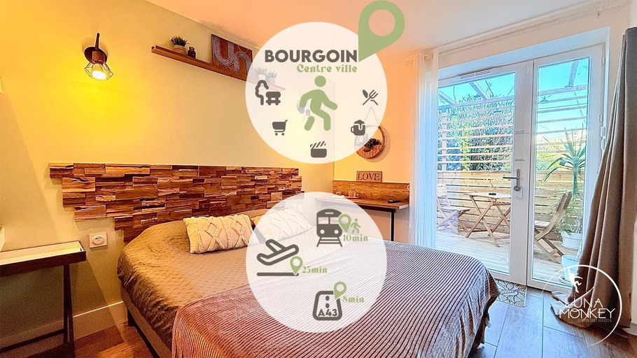 2, Luna Monkey, Chambre & Terrasse privee, Bourgoin Centre, Isère