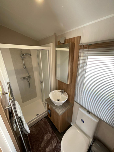 Bathroom, 2 bedroom Mini Lodge Caravan at Coopers Beach Holiday Park, Essex