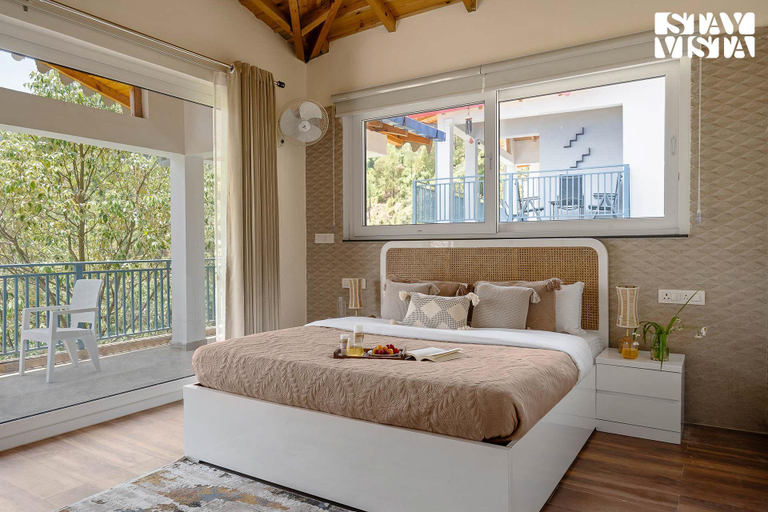 Bedroom 2, StayVista at Skylark Peaks with Outdoor Jacuzzi, Nainital