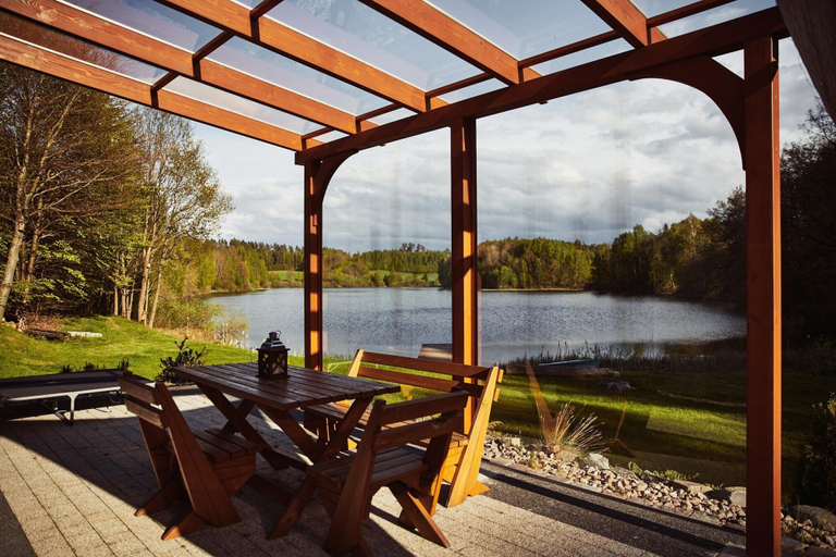 Balcony 5, Holiday Home in Dabie, Directly at the Lake, Bytów
