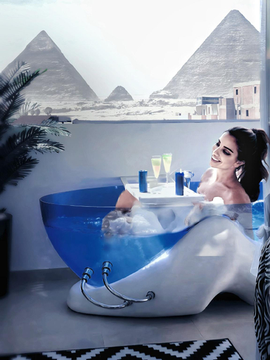 Bathroom 3, Jacuzzi pyramids view, Al-Ahram