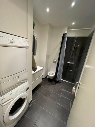 Bathroom 2, Modern Central Apt with Rooftop, Privat Balcony, & Free Parking,next to Aarhus Attractions, Århus