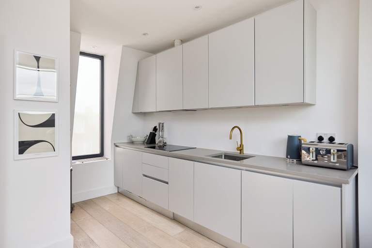 Private kitchen 2, The Skylight One-Bed at Elspeth Road, London