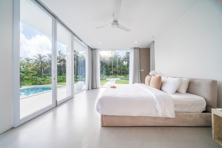 Bedroom 3, Mayani : Luxe Minimalist 2BR Villa w/ Rice Field View & Gym, Gianyar