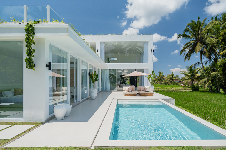Exterior & Views 2, Mayani : Luxe Minimalist 2BR Villa w/ Rice Field View & Gym, Gianyar