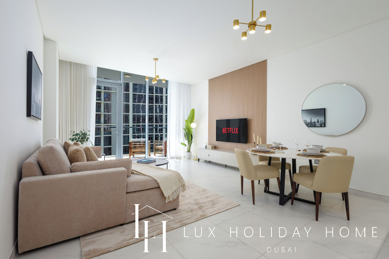 Interior, LUX | 2BR Lagoon View – District One, 10–15 min Burj Khalifa, Dubai