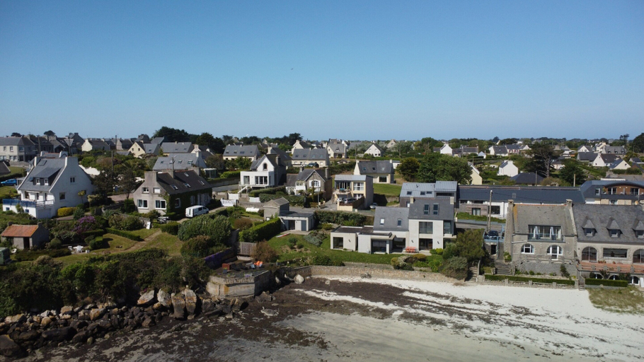 Aerial view, House in Plouguerneau Near Beaches & Lighthouse, Finistère