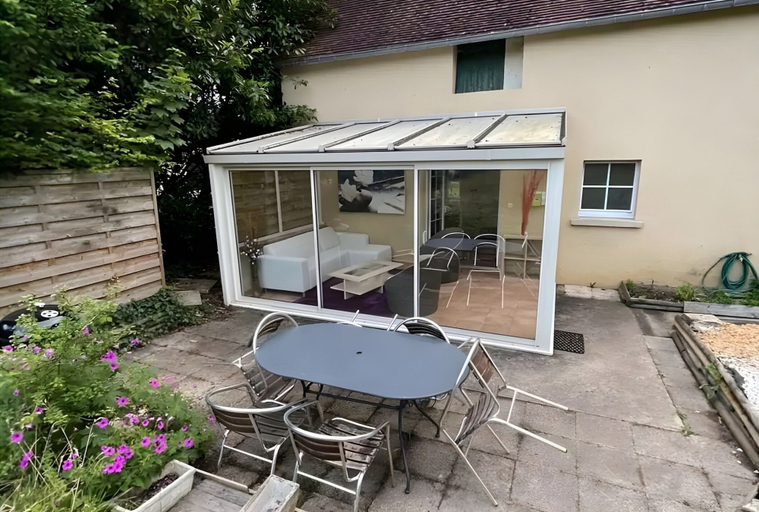 Outdoor dining, Charming Home in Saint-pavace Near Le Mans, Sarthe