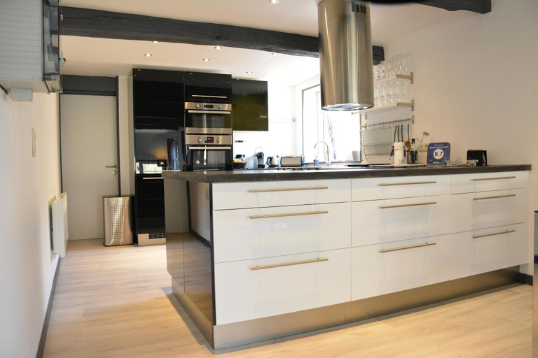 Private kitchen 2, Lake-view Apartment With Sauna, hot tub, Liège