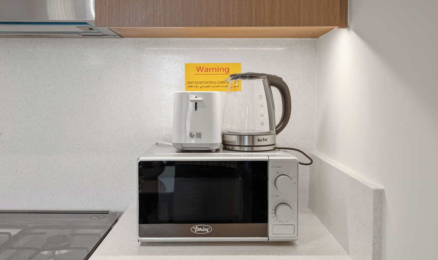 Private kitchen 2, WYZ RENT|Earthy Elegant 1BR Surf 2 Creek Beach, Dubai