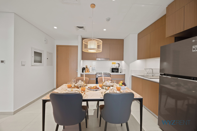 Private kitchen 3, WYZ RENT|Earthy Elegant 1BR Surf 2 Creek Beach, Dubai