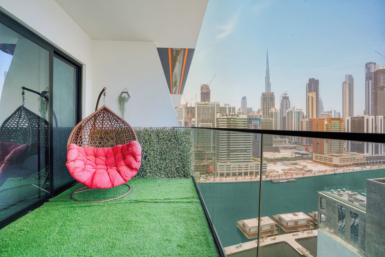 Balcony, PVH - Exquisite 1BR - Binghatti Canal, Dubai