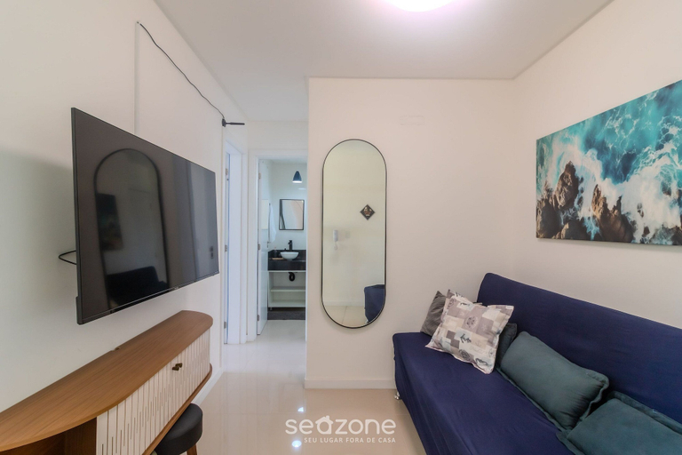 Living area, 2BR Apt w/ BBQ & View 550m From Beach - Omc1303, Itapema