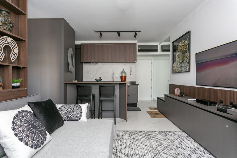 Living area, Luxurious Studio Right on the Sand in Irb203, Florianopolis