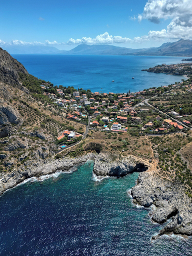Aerial view 3, VFH Villa Cala del Cuore with pool, Palermo