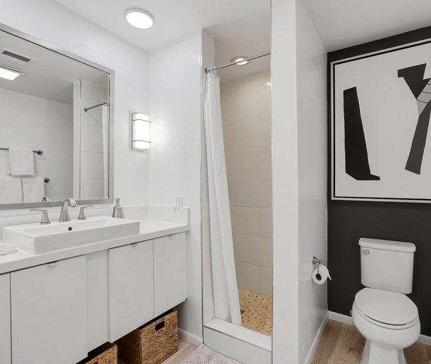 Bathroom 3, Keith Haring Inspired 2BD Deauville, Riverside