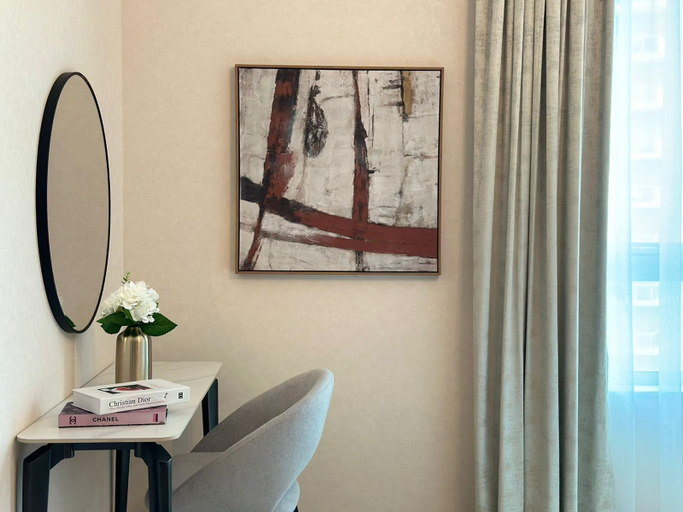 Interior detail, Durrani Homes – Minimal Luxe 3BR with Burj Khalifa and Fountain View (third room without partition), Dubai