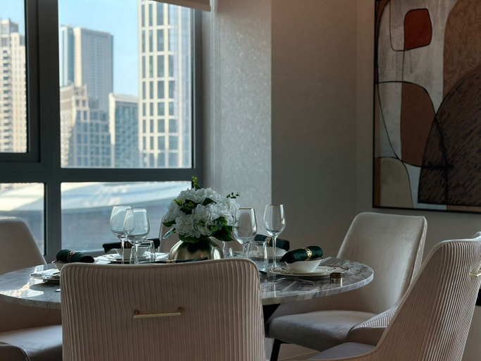 In-room dining 2, Durrani Homes – Minimal Luxe 3BR with Burj Khalifa and Fountain View (third room without partition), Dubai