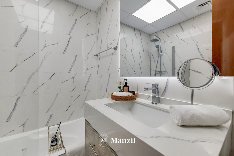 Bathroom 3, Manzil-Cozy 1BR in Marina with City View, Dubai